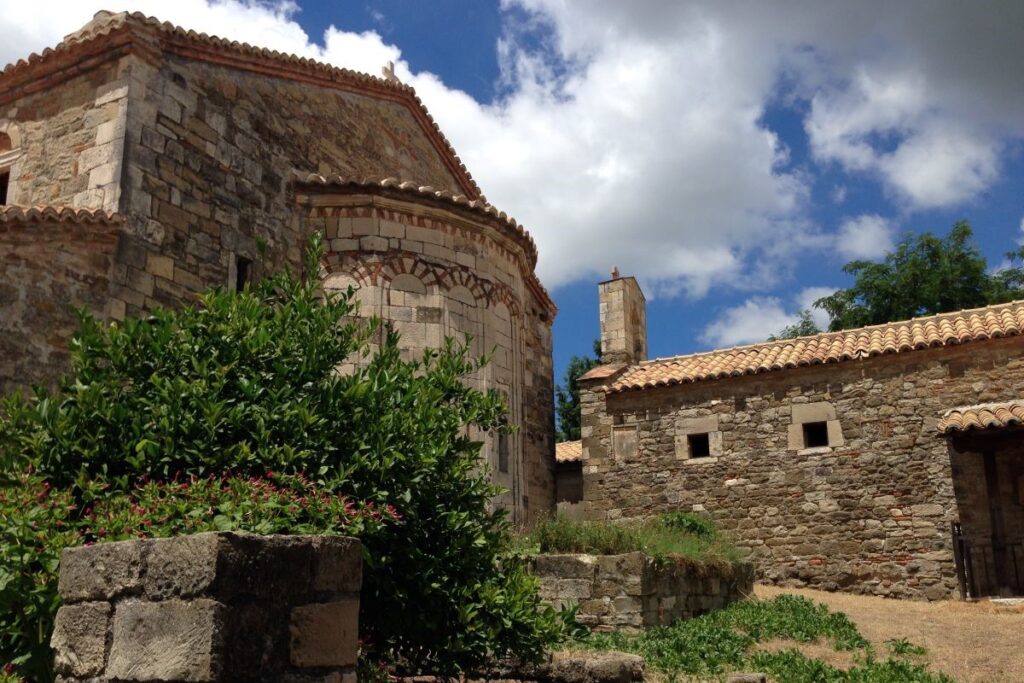 The Ardenica Monastery perched on a hilltop, with sweeping views of Central Albania’s countryside.