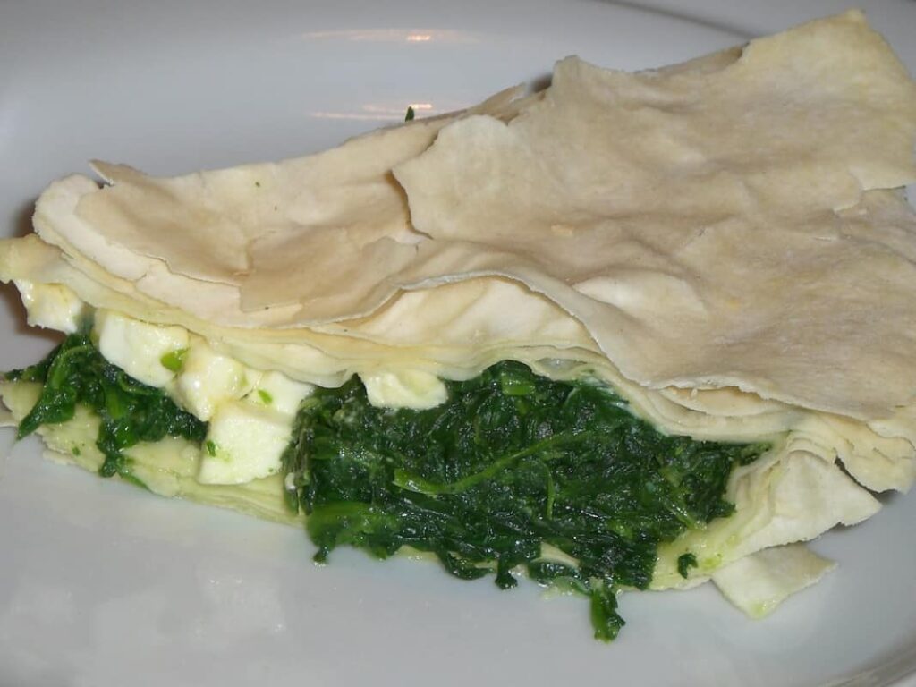 Traditional Albanian cuisine featuring freshly byrek to be baked.